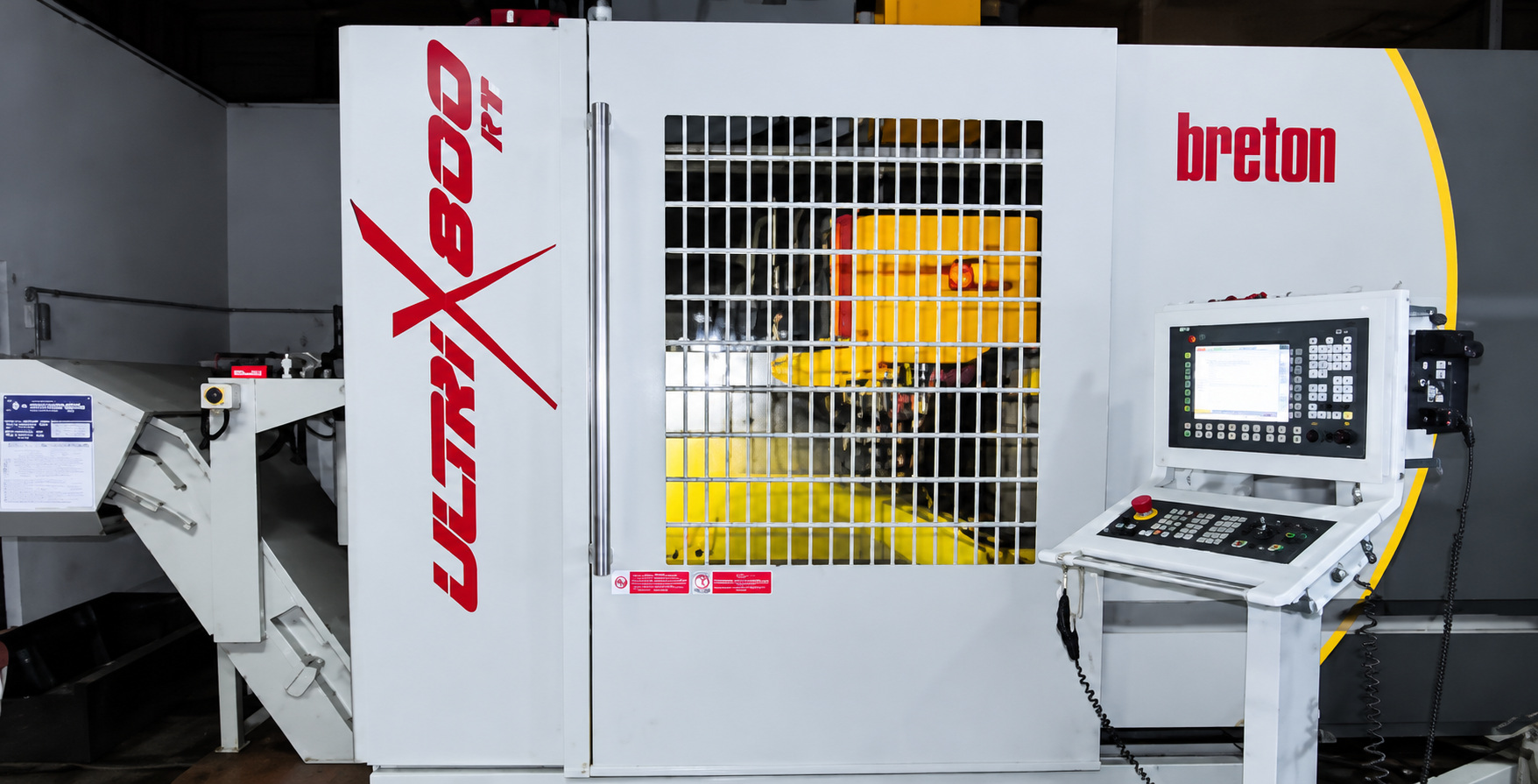 A Breton five-axis machining center and its control panel