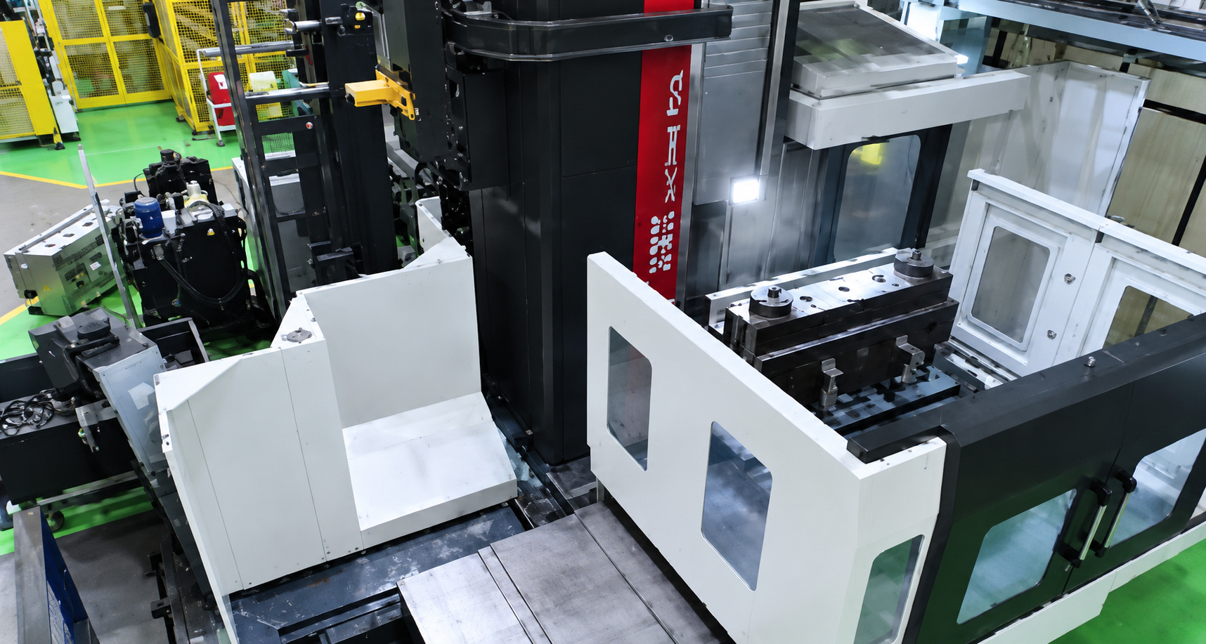 A large HNK machine with its guarding open